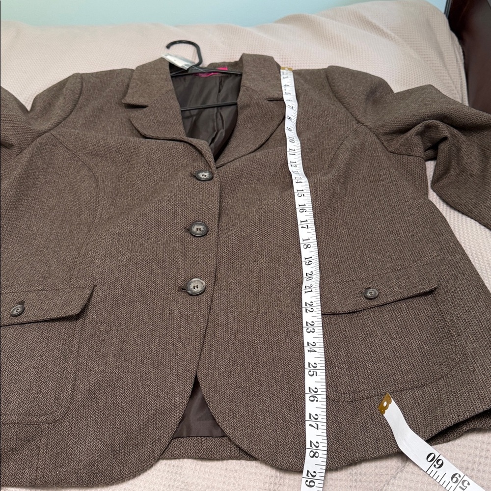 NWT Penningtons sz 22 Brown textured blazer jacket single breasted nice seams - Picture 8 of 11